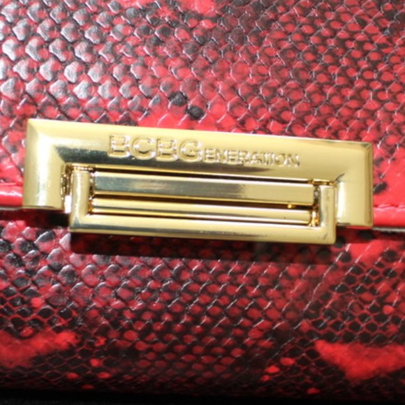 BCBGeneration Red Snake Print Faux Leather Clutch - Picture 6 of 6